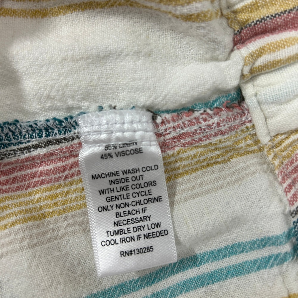Perse Multi-Striped Linen Blend Crop Pants Size 2X - Picture 6 of 8